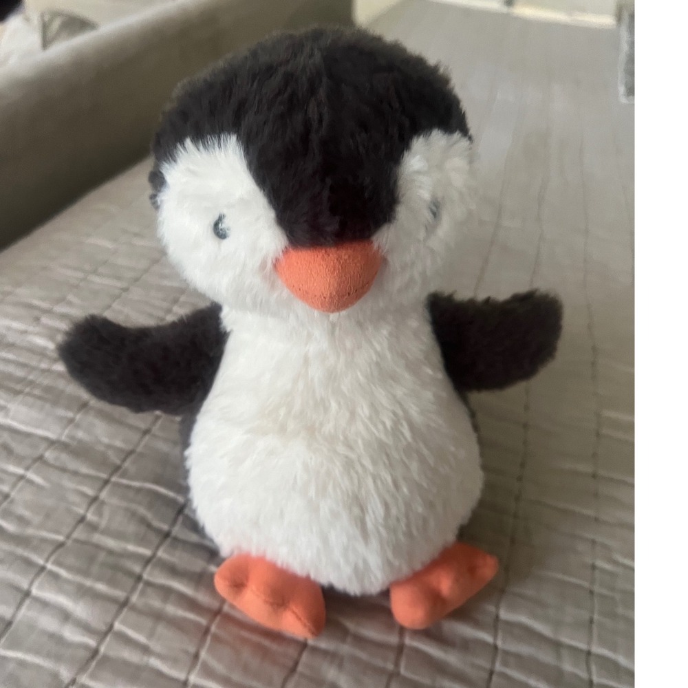 Jellycat Peanut Penguin Medium Plush Stuffed Animal Charcoal Grey Cream 9 inch
